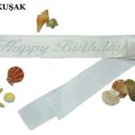 KUŞAK TAŞLI HAPPY BİRTDAY BEYAZ GÜMÜŞ