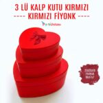 KUTU 3 LÜ KALP KIRMIZI