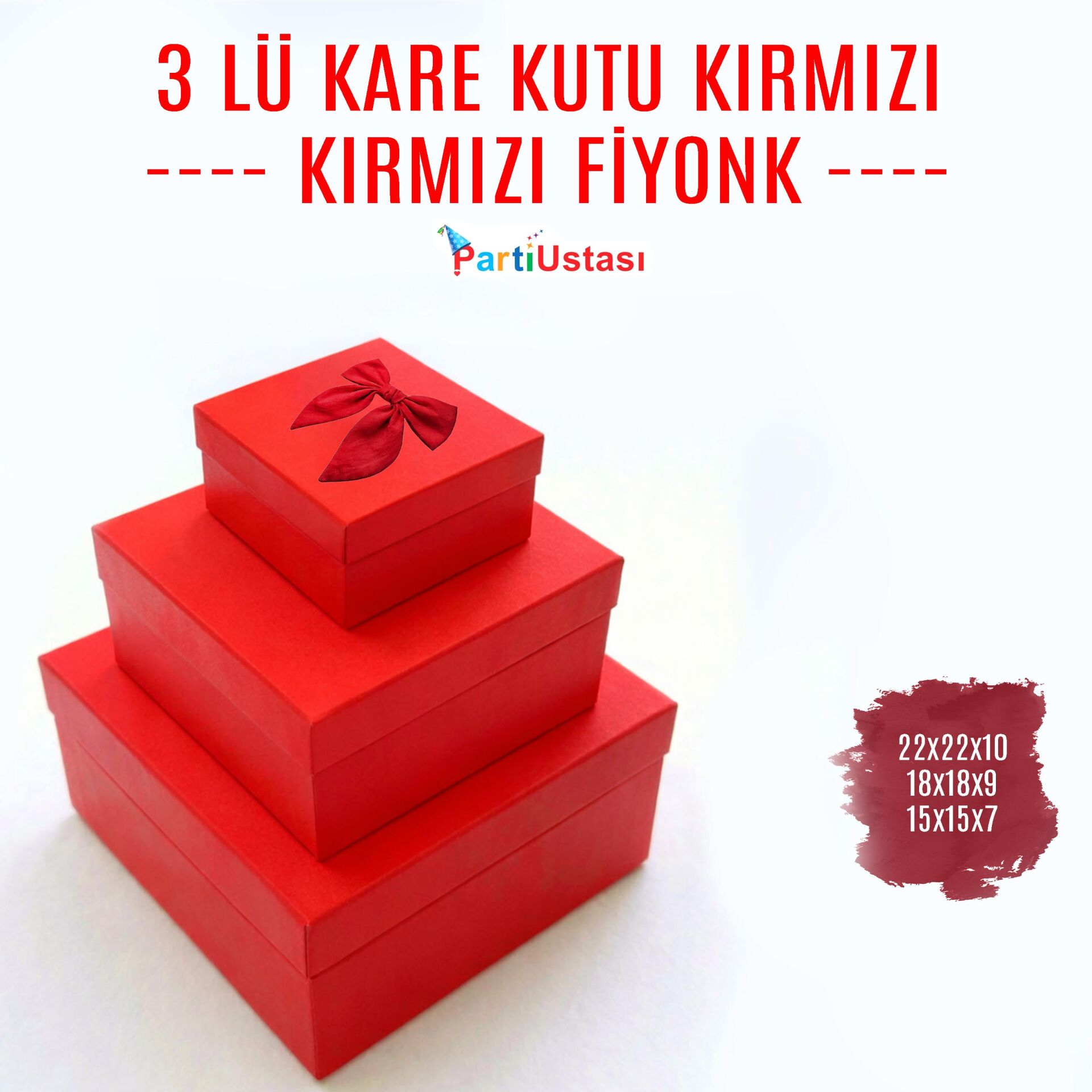 KUTU 3 LÜ KARE KIRMIZI KUTU 3 LÜ KARE KIRMIZI - Görsel 1