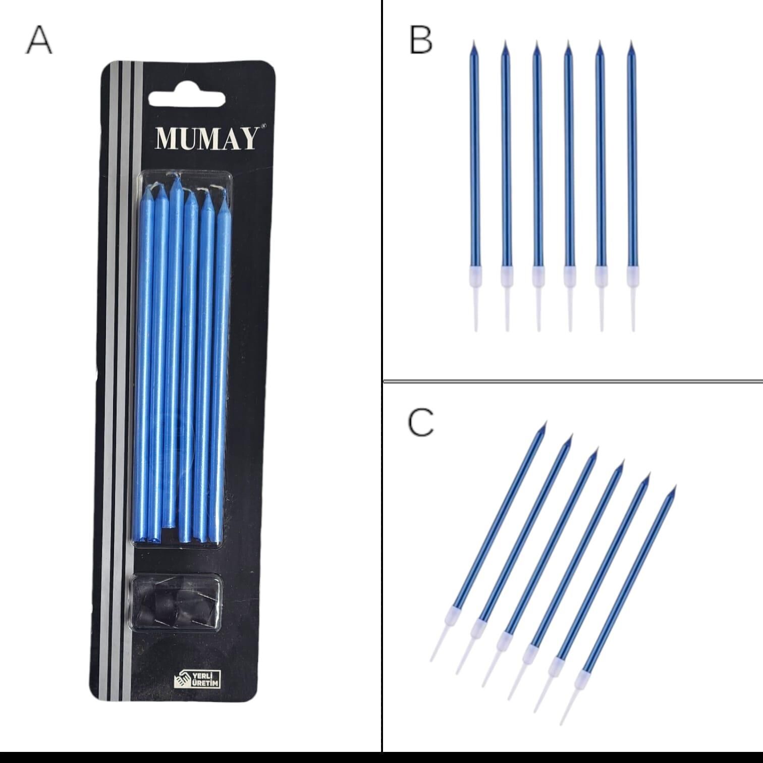 MUM 20 CM 7 Lİ MAVİ MUM 20 CM 7 Lİ MAVİ - Görsel 1