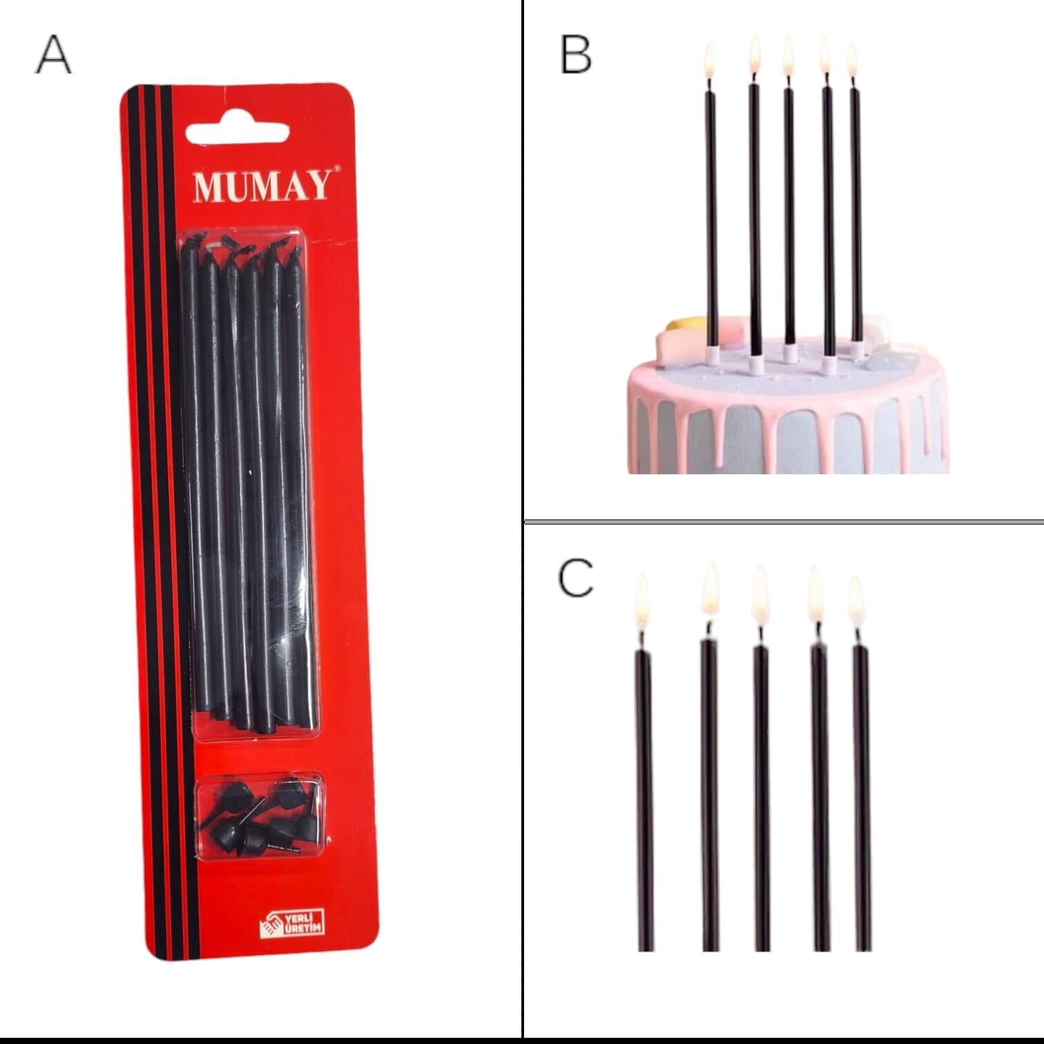 MUM 20 CM 7 Lİ SİYAH MUM 20 CM 7 Lİ SİYAH - Görsel 1