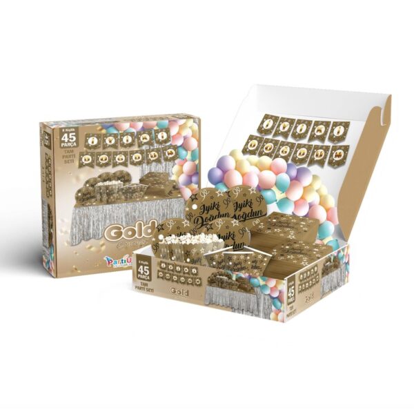 PARTİ SETİ 8 KİŞİLİK İYİKİ DOĞDUN GOLD