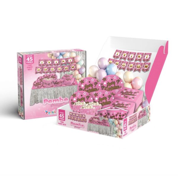 PARTİ SETİ 8 KİŞİLİK İYİKİ DOĞDUN PEMBE
