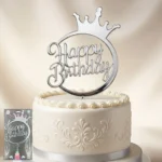 PASTA YAZISI PLASTİK HAPPY BİRTHDAY GÜMÜŞ TAÇLI