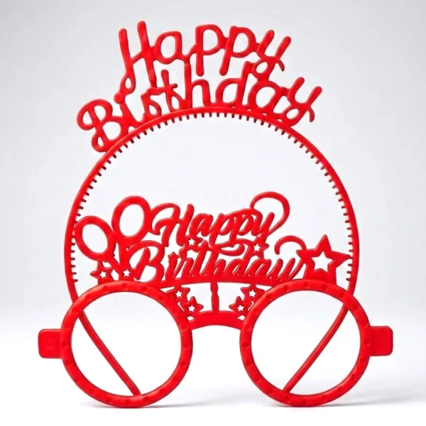 PLS RENKLİ GÖZLÜK TAÇ HAPPY BİRTHDAY KIRMIZI