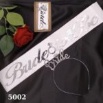 SET TAÇ METAL KUŞAK BRİDE BEYAZ ZEMİN GÜMÜŞ YAZILI