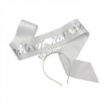 SET TAÇ METAL KUŞAK MOM TO BEYAZ ZEMİN GÜMÜŞ YAZI