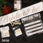 SET TAÇ TAŞLI BRİDE 5 Lİ SET BEYAZ GOLD