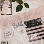 SET TAÇ TAŞLI BRİDE 5 Lİ SET PEMBE GÜMÜŞ