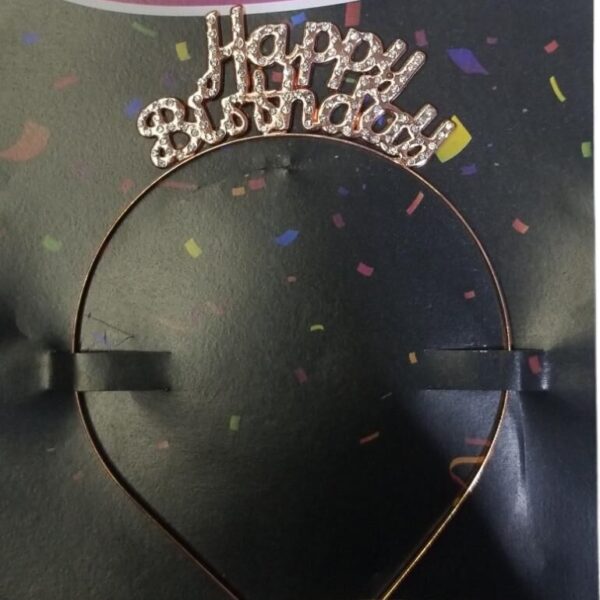 TAÇ TAŞLI METAL HAPPY BIRTHDAY BRONZ