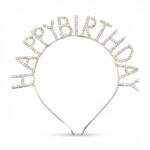 TAÇ TAŞLI METAL HAPPY BIRTHDAY GÜMÜŞ YENİ