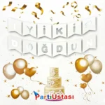 YAZI VARAKLI ZARF BANNER İYİKİ DOĞDUN BEYAZ GÜMÜŞ