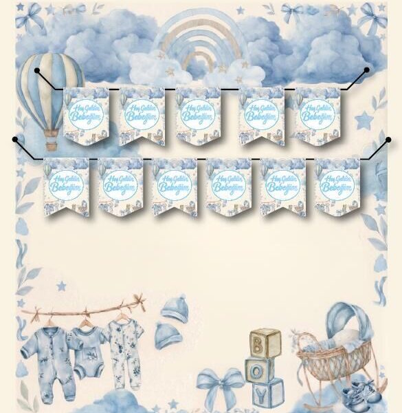 YAZI ZARF BANNER HOŞGELDİN BEBEK MAVİ