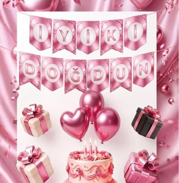 YAZI ZARF BANNER İYİKİ DOĞDUN PEMBE YENİ