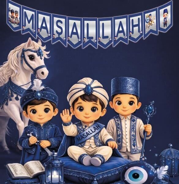 YAZI ZARF BANNER MAŞALLAH LACİVERT YENİ