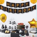 YAZI VARAKLI ZARF BANNER HAPPY SİYAH ALTIN