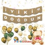 YAZI VARAKLI ZARF BANNER İYİKİ DOĞDUN KRAF GÜMÜŞ