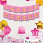 YAZI VARAKLI ZARF BANNER İYİKİ DOĞDUN PEMBE ALTIN